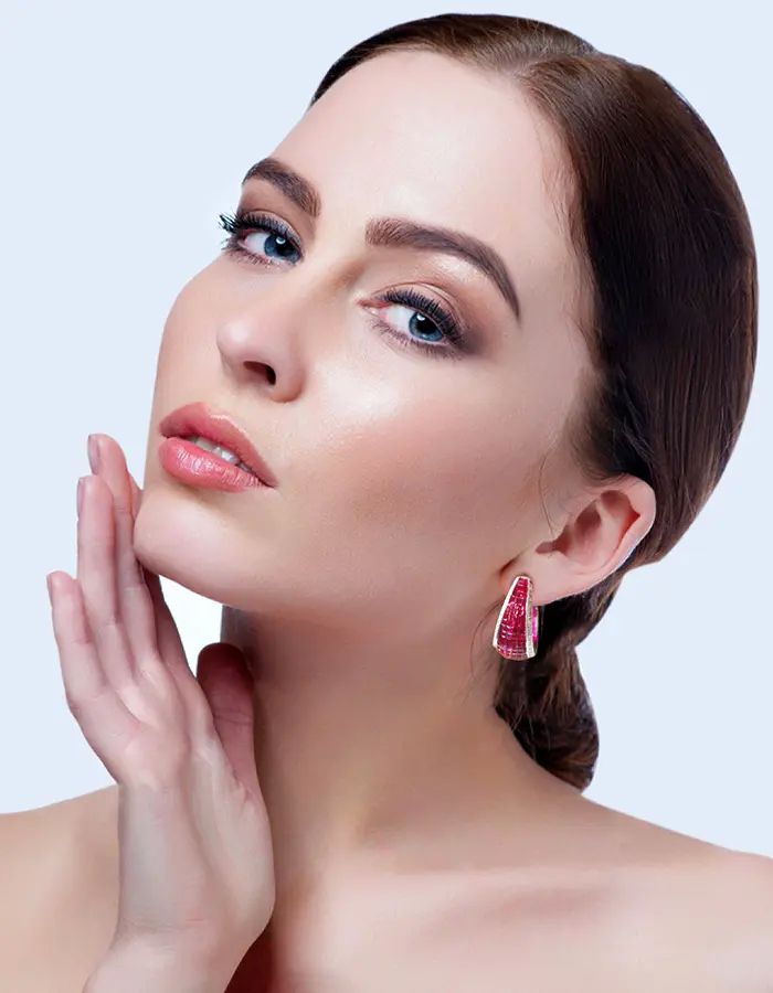 Ruby Invisible Set Earrings
