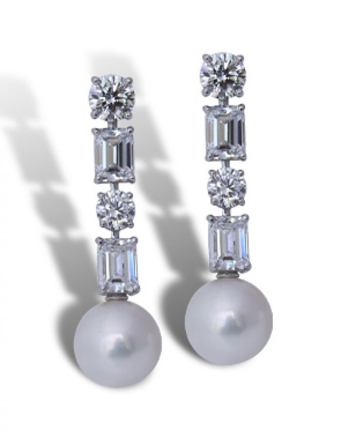 pearl earrings with diamonds