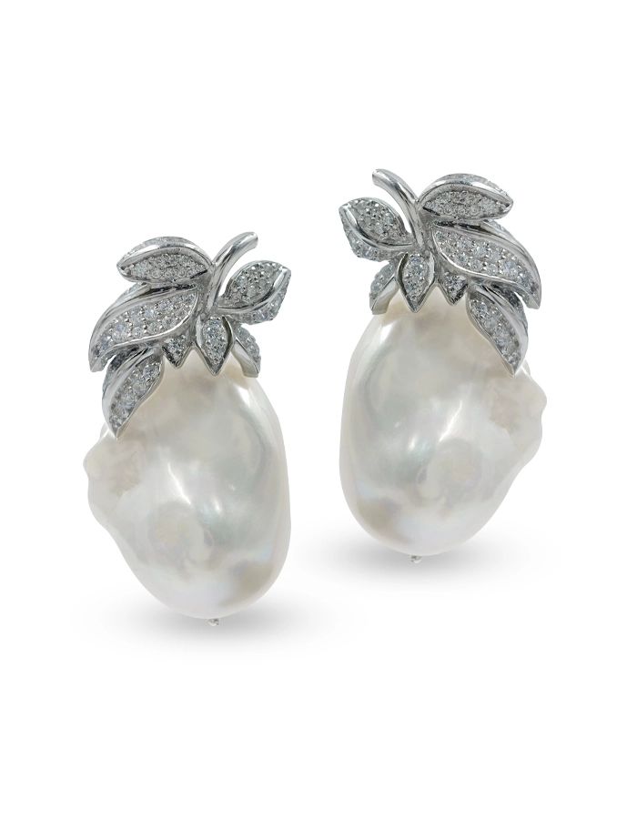 pearl earrings with diamonds