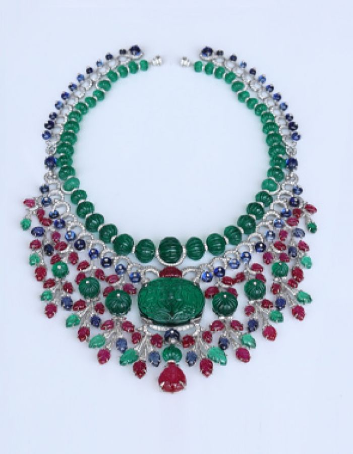 925 Sterling Silver Green Synthetic Emerald, LabCreated Ruby