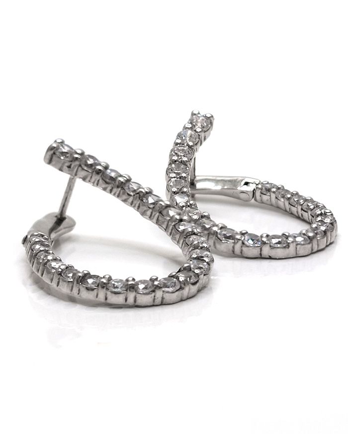 Inside out cz hoop earring sterling silver