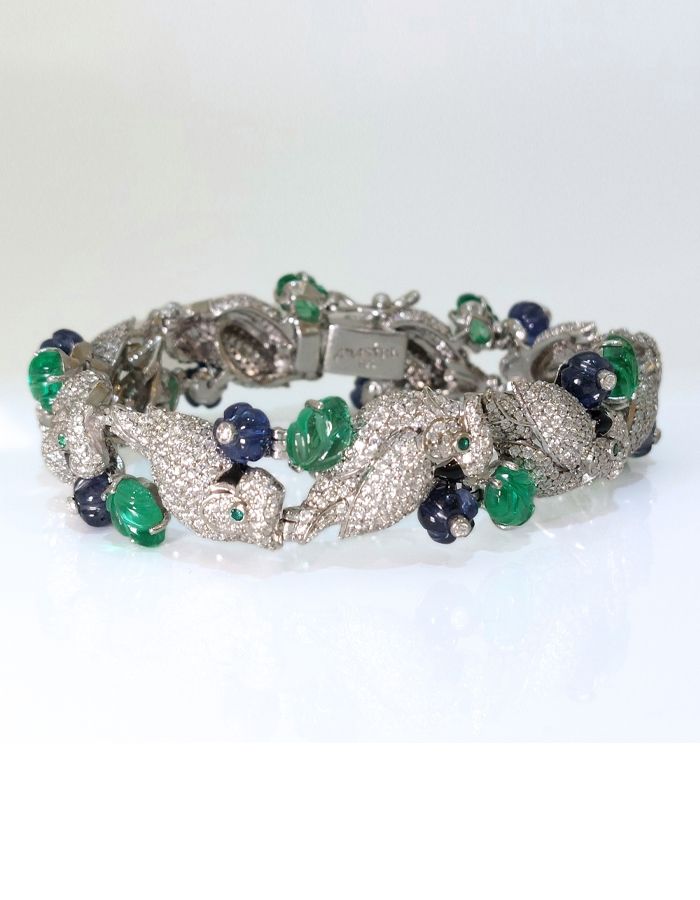 Carved emerald bracelet