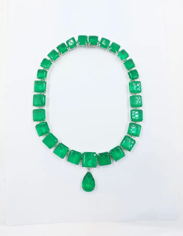 Golden Globe inspired emerald necklace