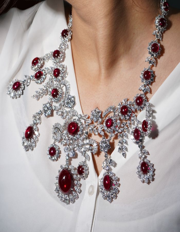 Red ruby diamond necklace