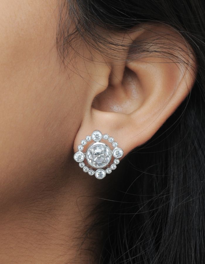 Natural zirconia earring