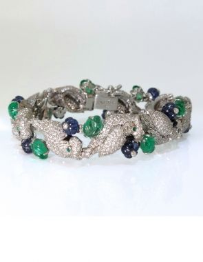 green Carved emerald Bracelet