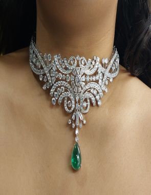 Green Drop Tiara Style Necklace