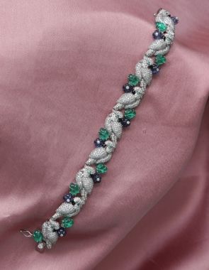Green Sapphire Carved Statement Bracelet